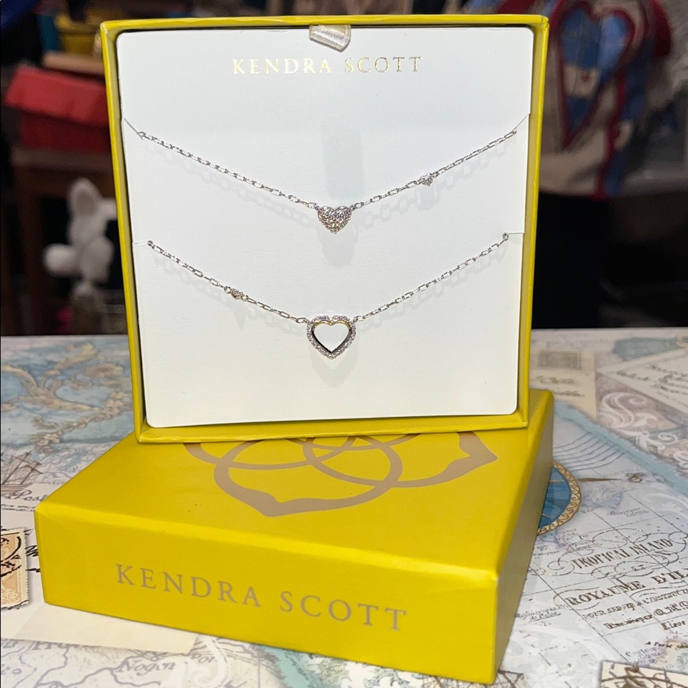 Kendra Scott Silver Heart Layered Necklace Set